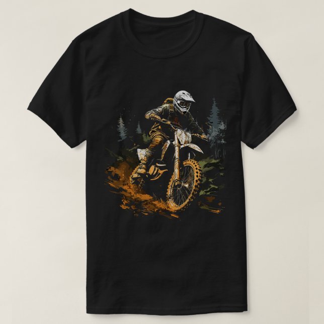 Motocross Biker Forest Dirt Bike Men Boys Graphics T-Shirt (Design Front)