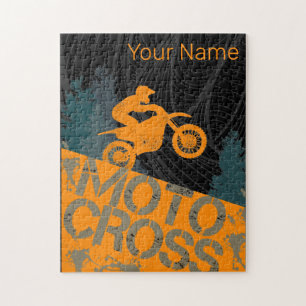 Motocross Biker Vintage Motorbike and Motorcycle Jigsaw Puzzle
