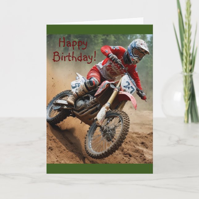 Motocross Birthday Holiday Card (Front)