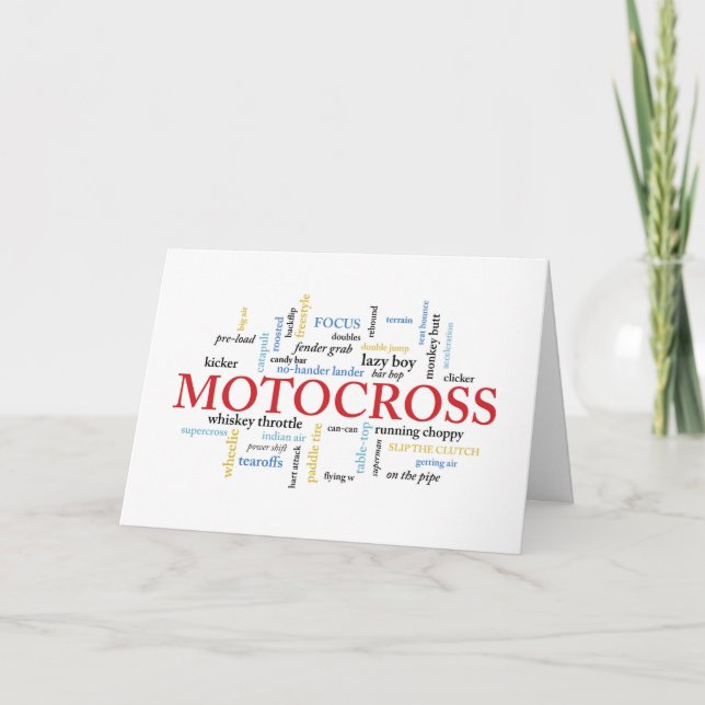 Motocross Birthday in Words Card (Front)