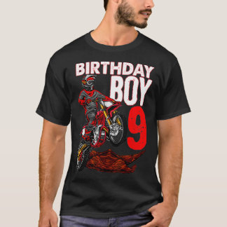 Motocross Birthday  Motorcycle Themed 9th Birthday T-Shirt
