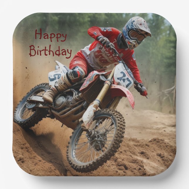 Motocross Birthday Paper Plate (Front)