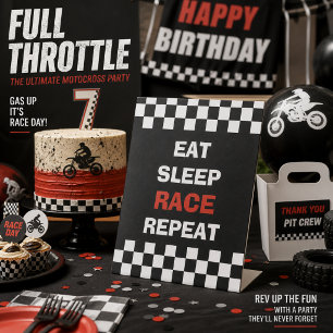 Motocross Black White Race Party Decoration  Pedestal Sign