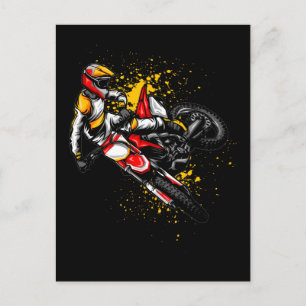 Motocross Boys Colourful Dirt Bike Rider Postcard