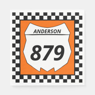 Motocross Custom Dirt Bike Number Plate on Orange Napkin