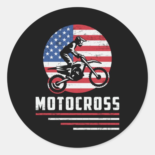 Motocross Dirt Bike Biker Motorcycle Funny Gift Classic Round Sticker (Front)