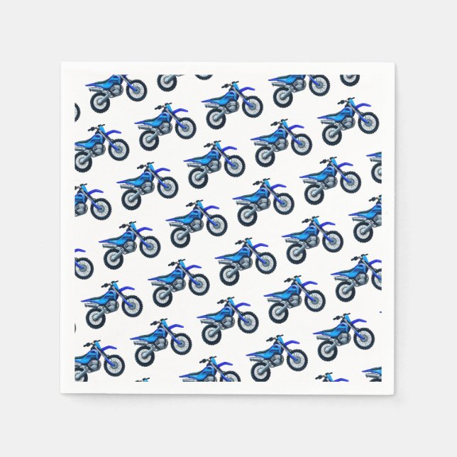 Motocross Dirt Bike Birthday Party Blue Napkin (Front)
