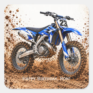 Motocross Dirt Bike Boy’s Birthday Party Square Sticker