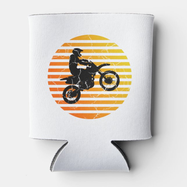 Motocross Dirt Bike Catching Air at Sunrise Sunset Can Cooler (Front)