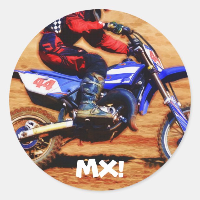 Motocross Dirt-Bike Champion Racer 4 Classic Round Sticker (Front)