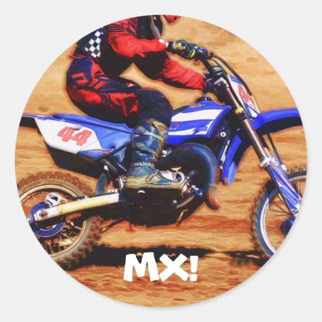 Motocross Dirt-Bike Champion Racer 4 Classic Round Sticker (Front)