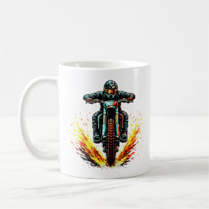 Motocross Dirt Bike Rider With Fiery Trail Extreme Coffee Mug
