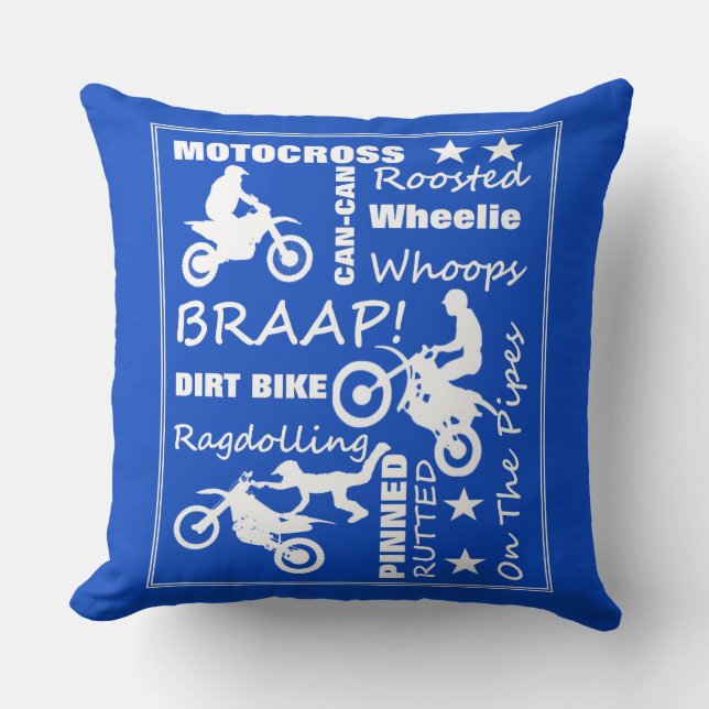 Motocross Dirt Bike Sports Terminology Typography Cushion (Front)