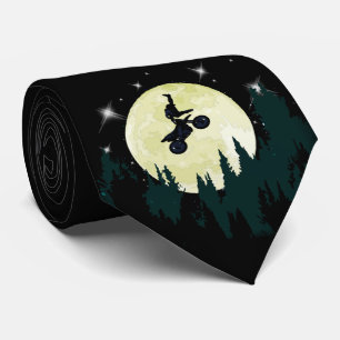 Motocross Dirt Bike Trick Stunt Night Moonlight Tie