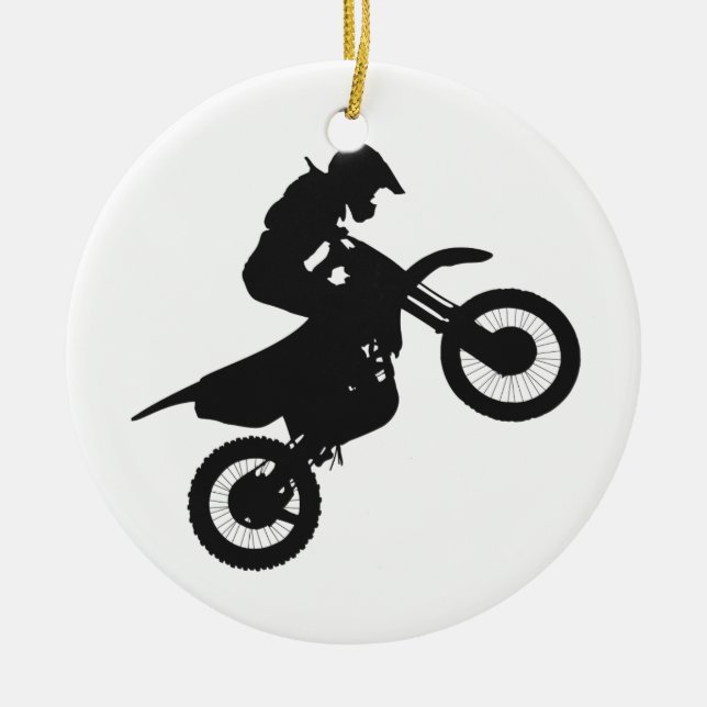 Motocross driver - Choose background colour Ceramic Tree Decoration (Front)