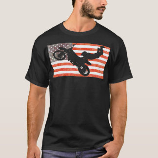 Motocross Enduro Dirt Bike Riders American Flag T-Shirt