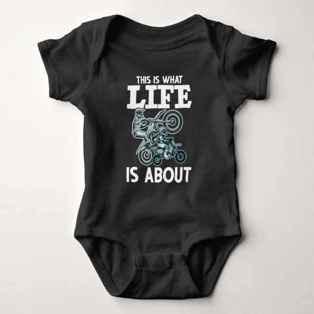 Motocross Family Father Son Dirt Bike Baby Bodysuit (Front)