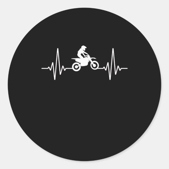 Motocross Heartbeat Motorcycle Dirt Bike Biker Gif Classic Round Sticker (Front)