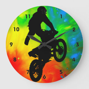 Motocross in Solar Meltdown Large Clock