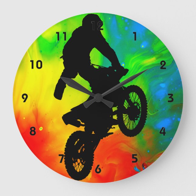 Motocross in Solar Meltdown Large Clock (Front)