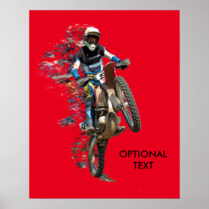 Motocross in the Desert with Flying Pieces Poster