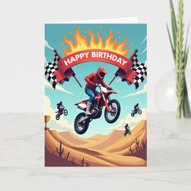 Motocross Jump Birthday Card (Front)