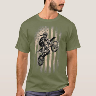 Motocross Jumping Bike American Flag 4th of July T-Shirt