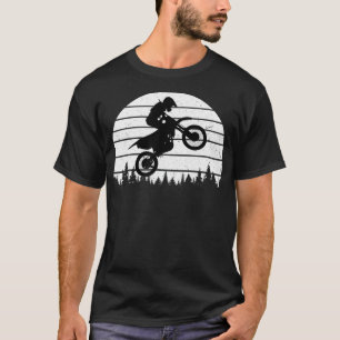 Motocross Jumping Bike Distressed Graphic Sunset T-Shirt