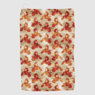 Motocross Love Motorcycle Pattern Biker Orange Golf Towel