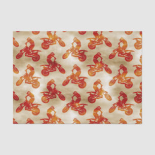 Motocross Love Motorcycle Pattern Biker Orange Tissue Paper