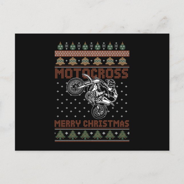 Motocross Merry Christmas Biker Motorcycle Gift Postcard (Front)