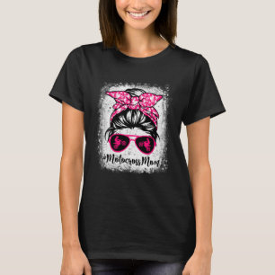 Motocross Mom Leopard Messy Bun Sport  Mother's Da T-Shirt