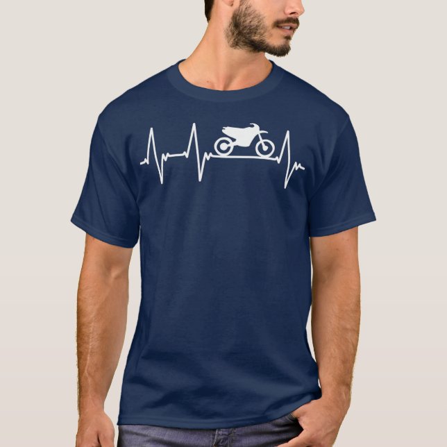 Motocross Motorcycle Heartbeat Biker T-Shirt (Front)