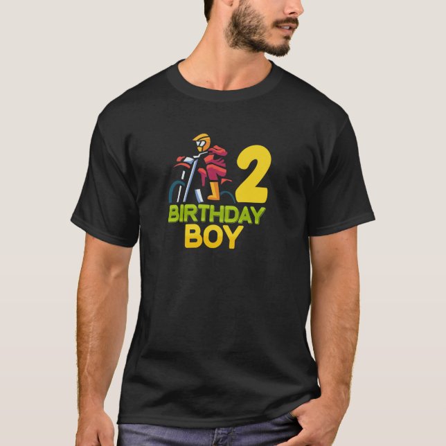 Motocross MX 2nd Birthday Party Dirt Bike 2 Year O T-Shirt (Front)