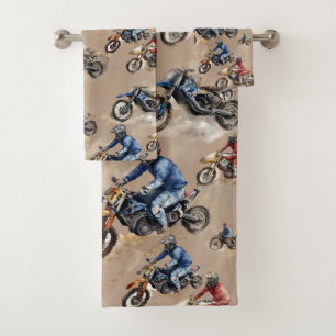 Motocross off-road art bath towel set