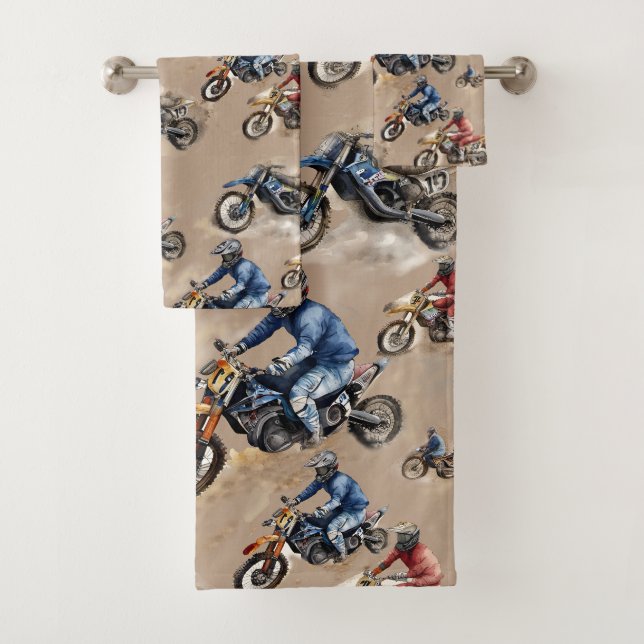 Motocross off-road art  bath towel set (Insitu)