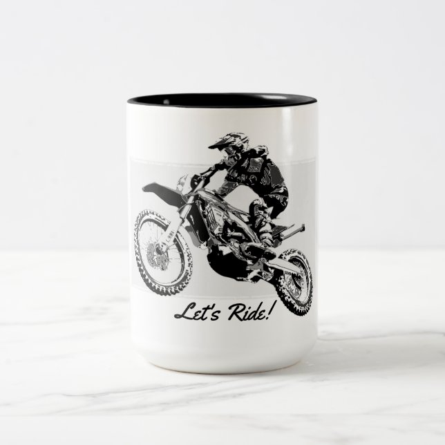 Motocross Racer Design   Two-Tone Coffee Mug (Center)