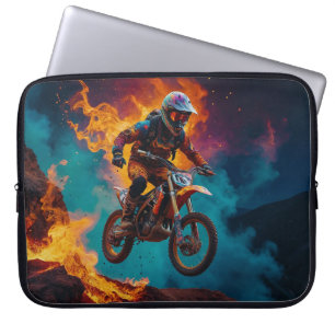 Motocross Racer & Volcanic Eruption Laptop Sleeve