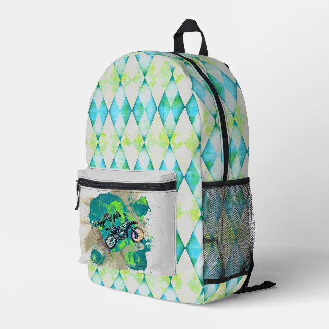 Motocross Racing Extreme Sports Printed Backpack (Back Corner Right)