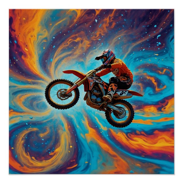 Motocross Rider and Dreamscape Poster (Front)
