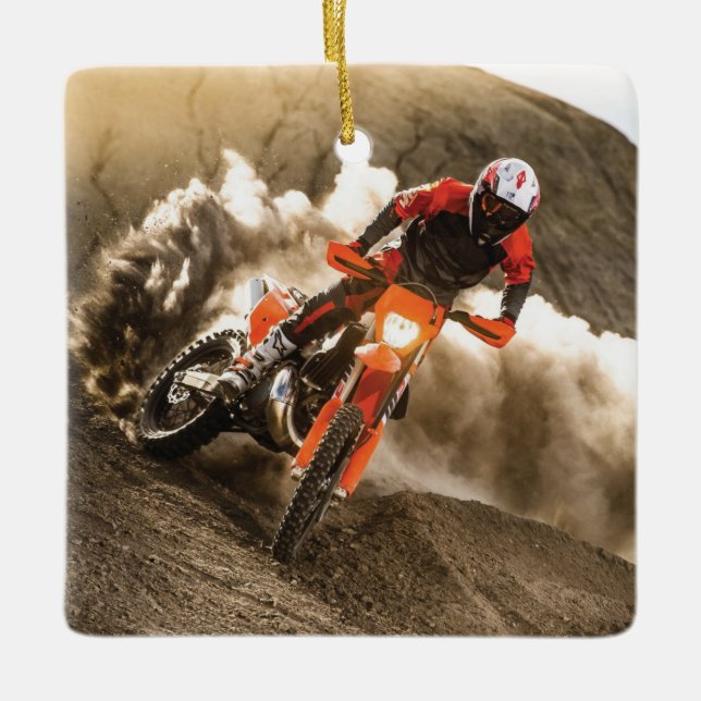 Motocross Rider Ceramic Ornament (Front)