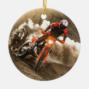Motocross Rider Ceramic Tree Decoration