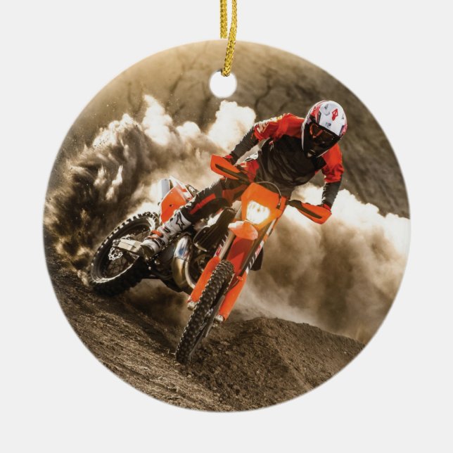 Motocross Rider Ceramic Tree Decoration (Front)