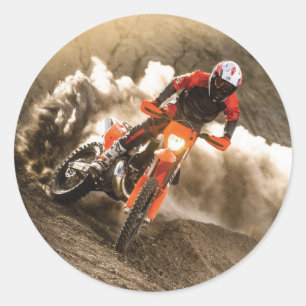 Motocross Rider Classic Round Sticker