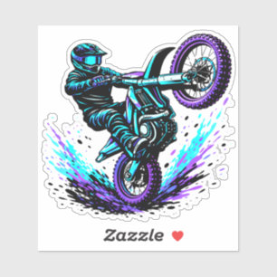 Motocross Rider Doing Wheelie in Vibrant Motion