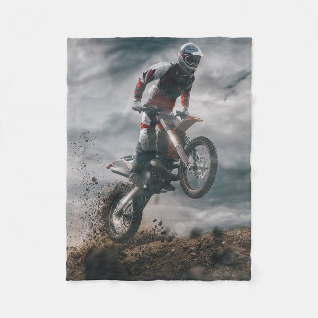 Motocross rider fleece blanket (Front)