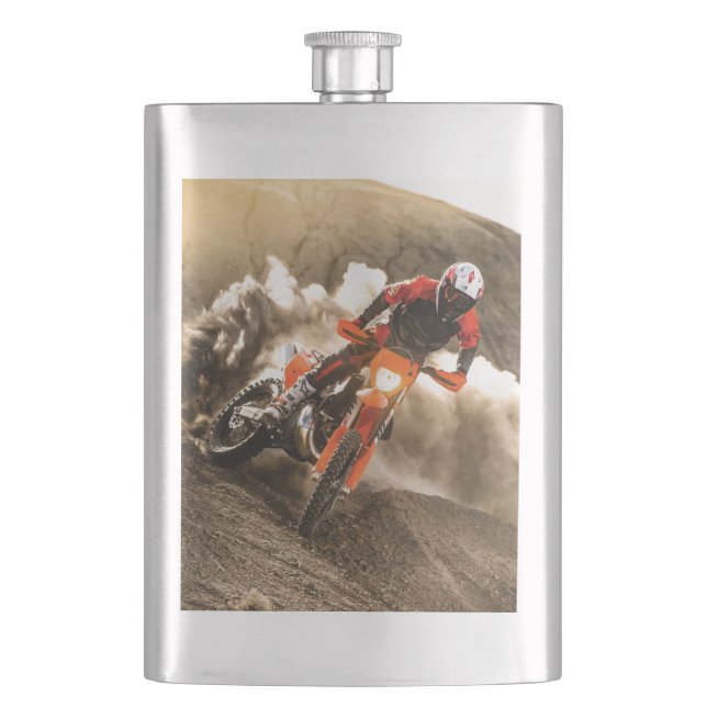 Motocross Rider Hip Flask (Front)