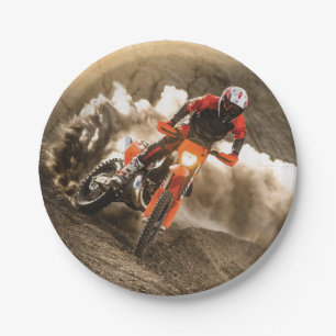 Motocross Rider Paper Plate