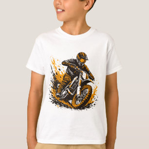 Motocross Rider Power Sliding Through Mud T-Shirt