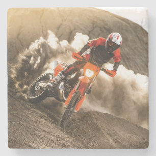 Motocross Rider Stone Coaster